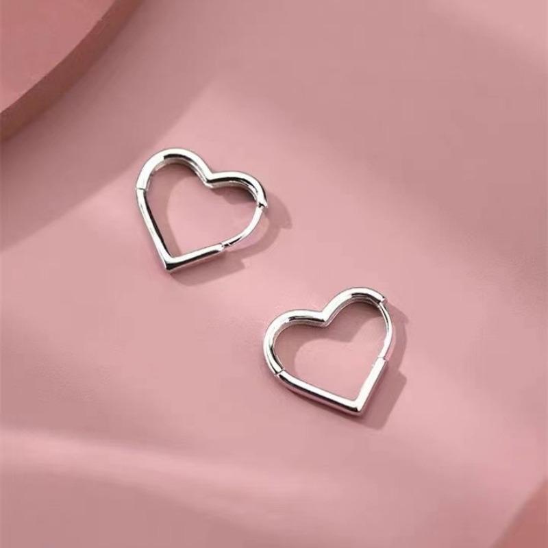 Hollow Heart Shape Buckle Earrings Sweet Fashion Jewelry For Women