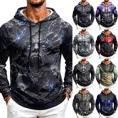 Men's Color Loose Fit Hoodie with Pocket and Drawstring for Casual Everyday Wear