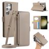 For Samsung Galaxy S23 Ultra Wallet Phone Case Shockproof TPU+PU Leather Flip Cover with Mirror,Strap