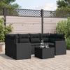 VidaXL Garden Lounge Set 7 Pcs with Cushions Black Wicker 3251052