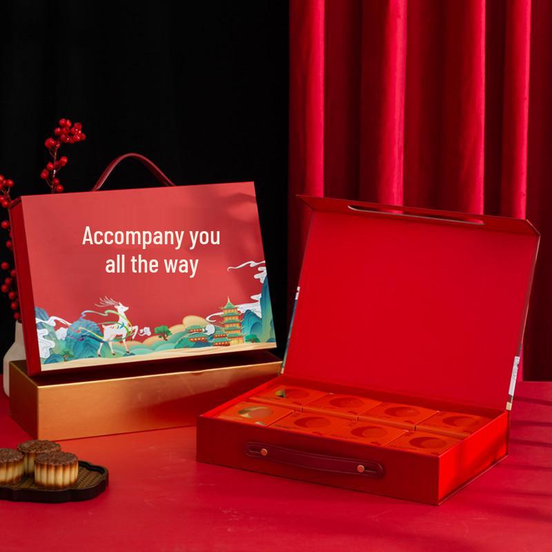 Bi-Fold Mooncake Gift Box: High-End Hollow Design with Flip-Top for Mid-Autumn Festival