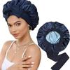 1 Pc Silk Bonnet For Sleeping Satin Bonnet For Curly Hair Hair Sleeping Cap Soft Hair Bonnet With Tie Band For Long Natural Hair Valentine's Day