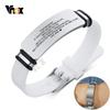 Vnox Bracelets en Silicone Personnalisables Gravés pour Hommes Femmes Acier Inoxydable Plaque d'Identité Cadeaux de Sport Personnalisés Bijoux