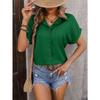 Women's Shirt Summer New Loose Casual Short Sleeve Single Breasted Shirts for Women Fashion Elegant Solid Color Office Ladies Blouses Simple Tops