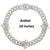 17cm 19cm 23cm 25cm 10mm Width Cuban Chain butterfly Charm Bracelet Anklet for Women Jewelry