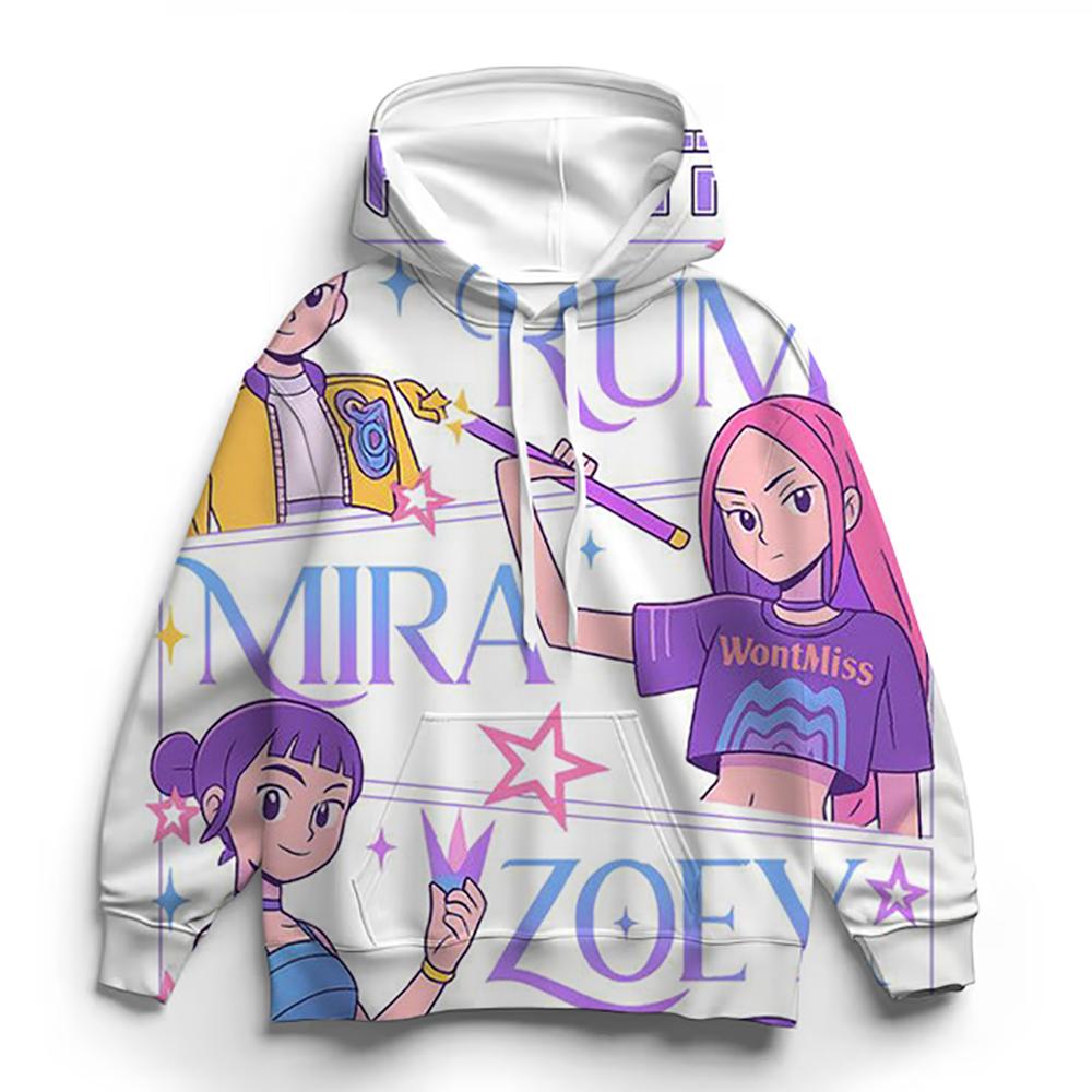 KPop Demon Hunter Huntrix Hoodie Girls Pullover Fashionable and Versatile