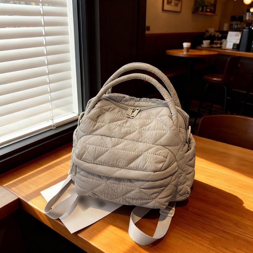 Women Nylon Quilted Tote Bag with Adjustable Strap Crossbody Bags for Work Shopping Travel Daily