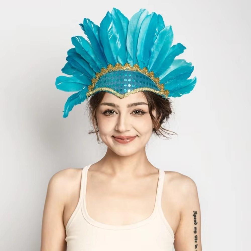 Vibrant Elegant Feather Headdress Adjustable Headwear Peacock Headpieces Carnival
