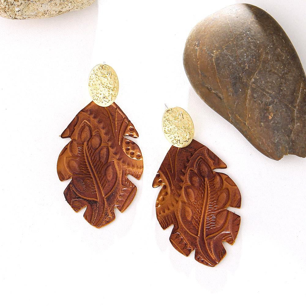 

Женские серьги-листья из сплава с узором бабочки из искусственной кожи - Винтажные рождественские украшения кофейный