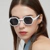 Vintage Polygon Square Women Sunglasses Fashion Hexagon Clear Ocean Lens Shades Uv400 Men Rivets Sun Glasses Oculus