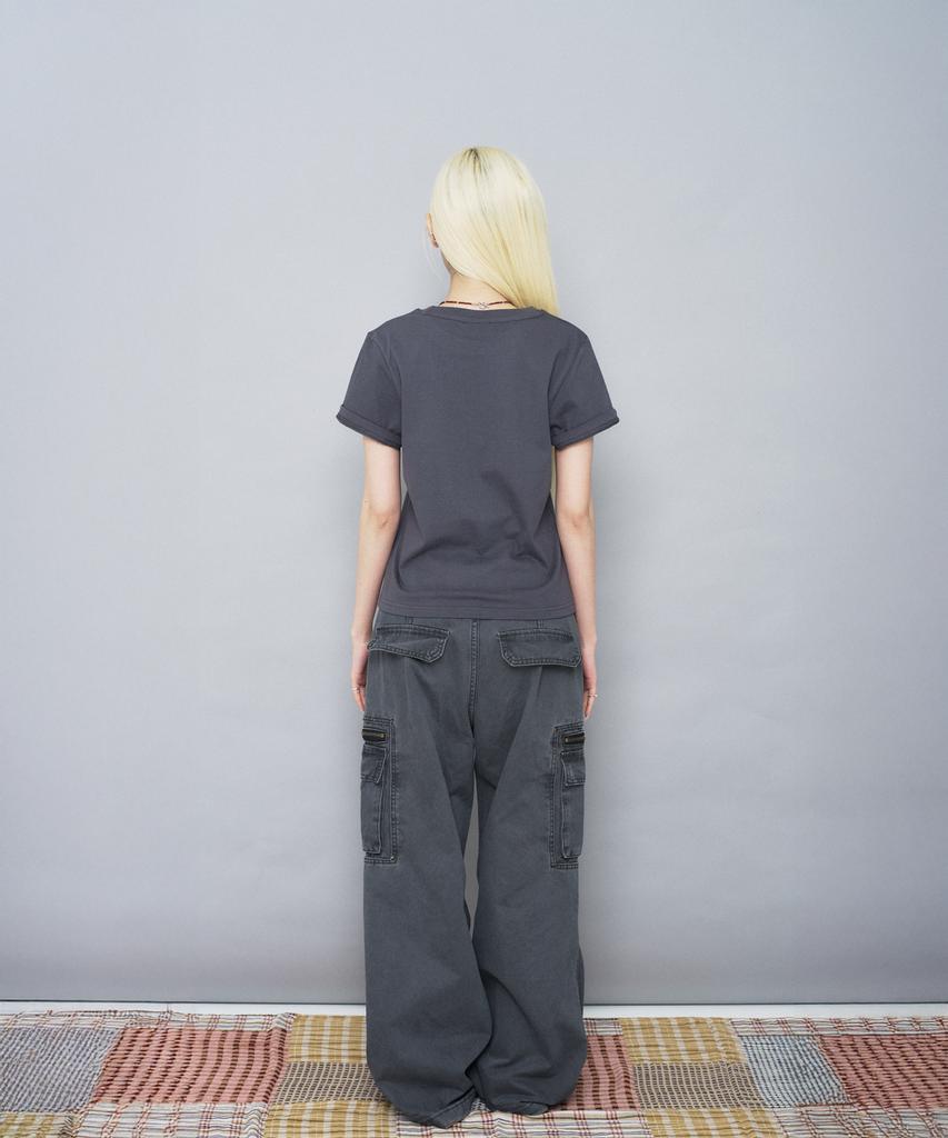 Ssobi Oneeye Semi-Cropped Short Sleeve T-Shirt [Charcoal]