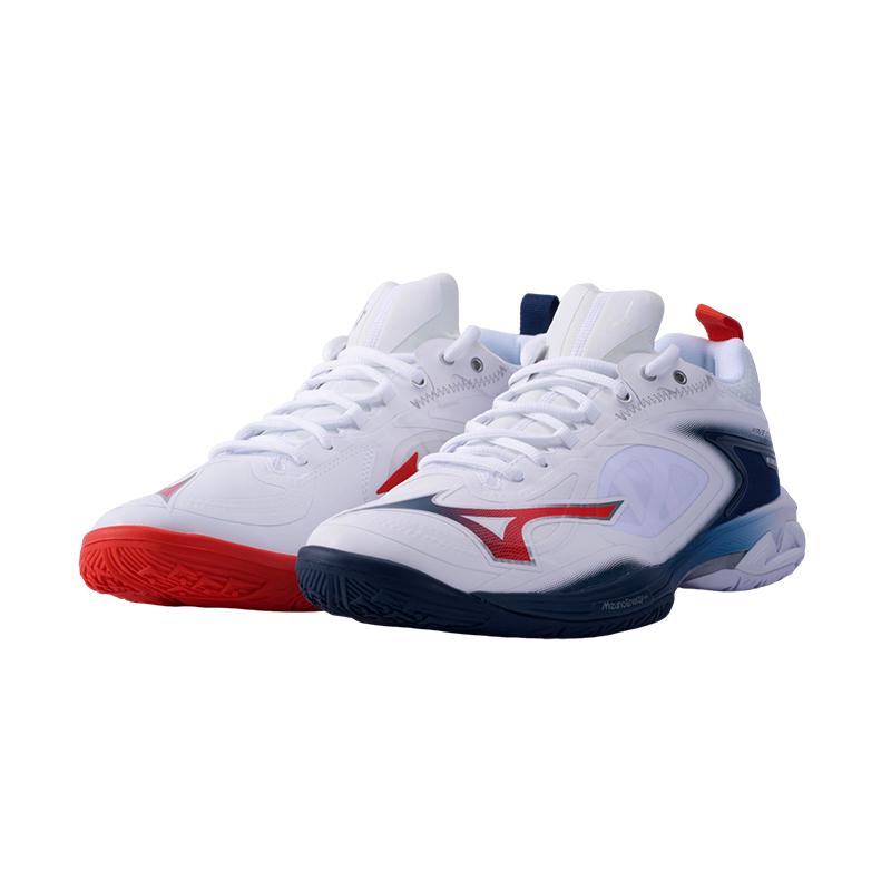 Mizuno WAVE CLAW NEO 3 Badminton Shoes Unisex Low Top White/Blue/Orange 71GA247341 41