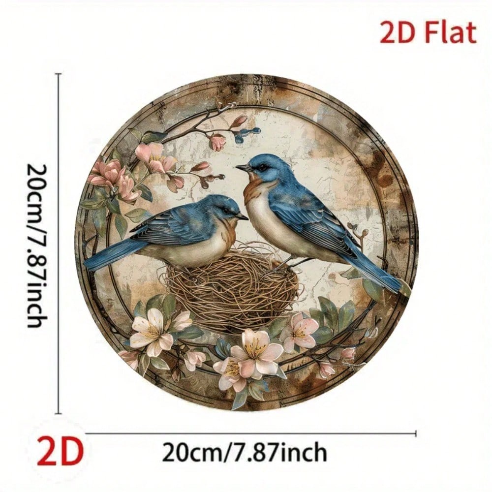 Letrero Metálico Vintage Floral Redondo Retro Arte de Pared Para Decoración de Hogar y Jardín
