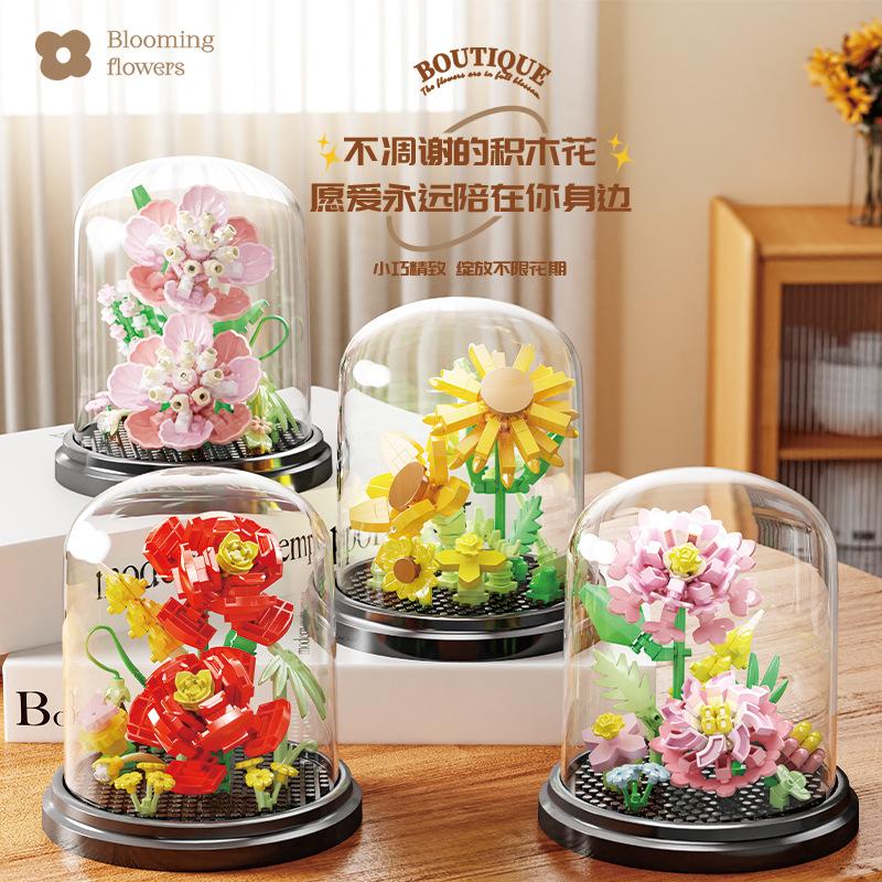 Buquê de Flores de Blocos de Construção Micro Rosa Conjunto de Flores DIY Conjunto de Construção de Flores Bloco Educacional Brinquedo de Montagem para Crianças Adultos Presente