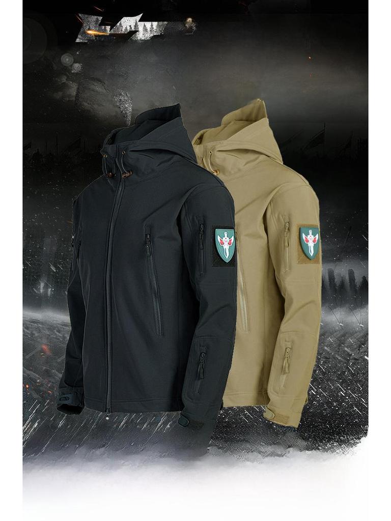 Men's Waterproof Windproof Soft Shell Jacket for Autumn/Winter - Warm, Velvet-Lined for Mountaineering, Skiing, and Cycling.