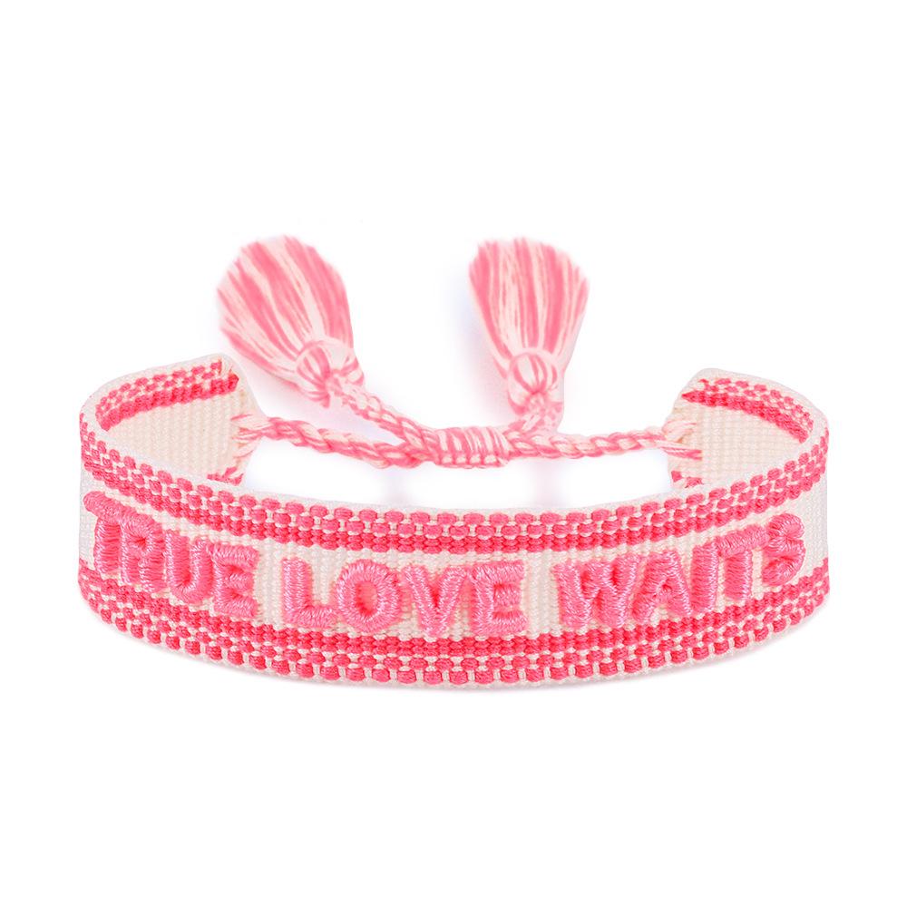 Bracciale con Nappa Intrecciata Ricamo 3D Europeo & Americano - Moda Fatto a Mano con Design a Lettera