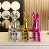 Yousheng Long Ear Bunny Figurine Colorful Sitting Rabbit Statue Animal Sculpture Home Office Desktop Car Dashboard Decoration