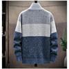Autumn Winter Cardigan Sweater Men Fleece Zipper Sweaters Velvet Contrast Striped Sweater Coats Casual Jackets