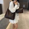 Large-capacity commuter bag women's spring new child and mother bag retro fashion soft leather shoulder bag portable tote bag