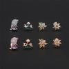 One Piece Zirconia Flowers Princess Geometry Piercing Screw Stud Earrings for Women Girls Fashion Jewelry In Summer