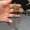 Retro Steampunk Gear Brooches Gear Tassel Chain Lapel Pins Men Shirt Suit Badge Jewelry Accessories