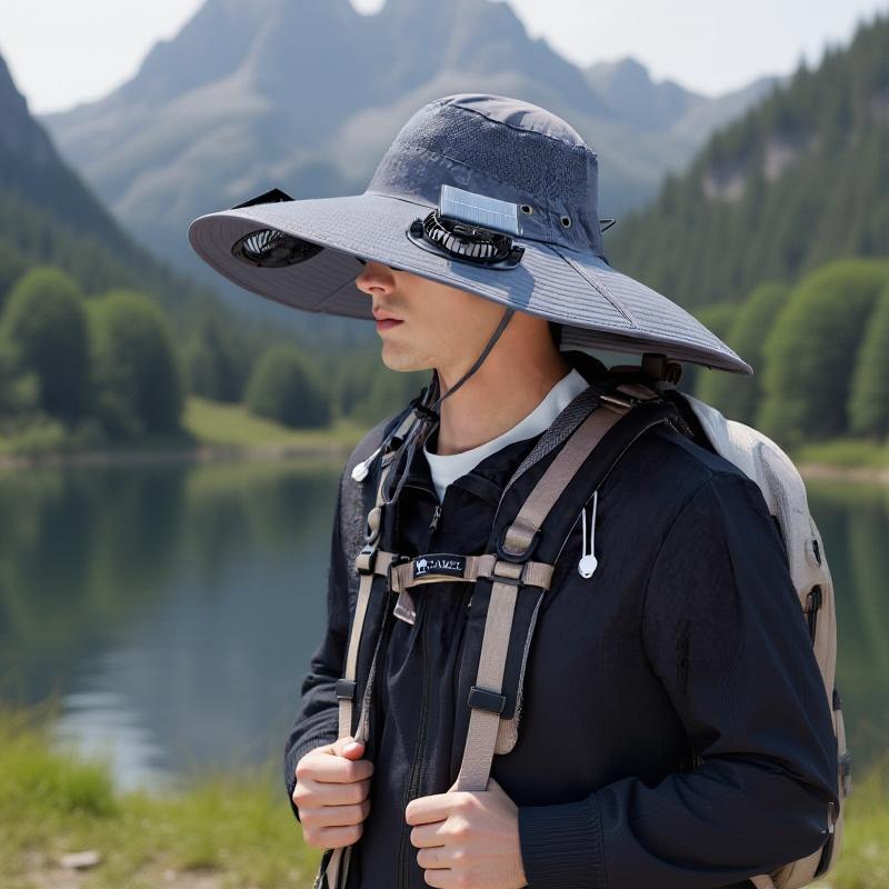Sunshade Fishing Hat Outdoor Fishing Hat With Solar USB Charging Fan Male Cooling Hat For Outdoor Riding Hiking Fishing