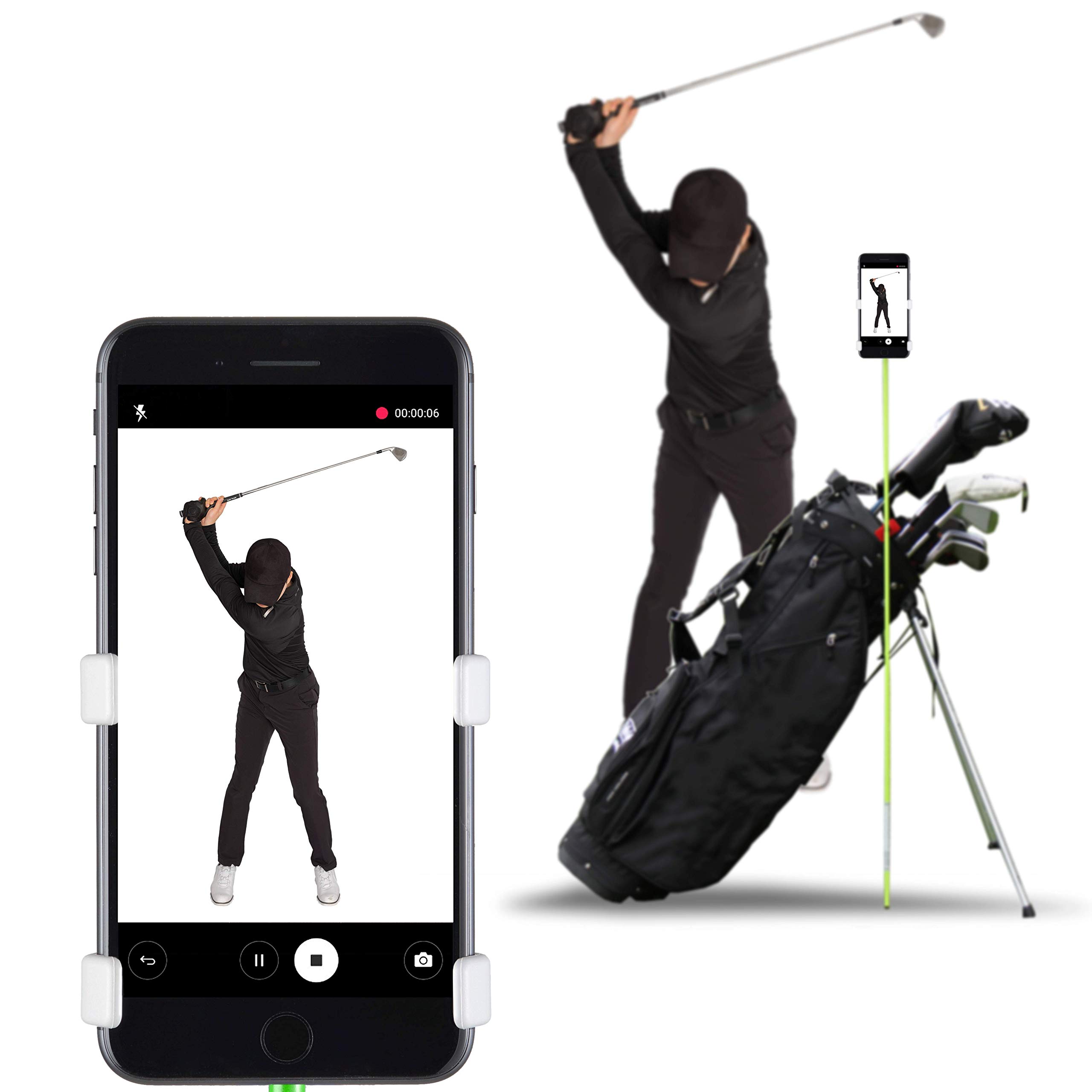 

SelfieGOLF Record Golf Swing Cell Phone Holder Golf Analyzer Accessory PGA Best Product Award Winner Selfie Putting Training Aid Compatible with All
