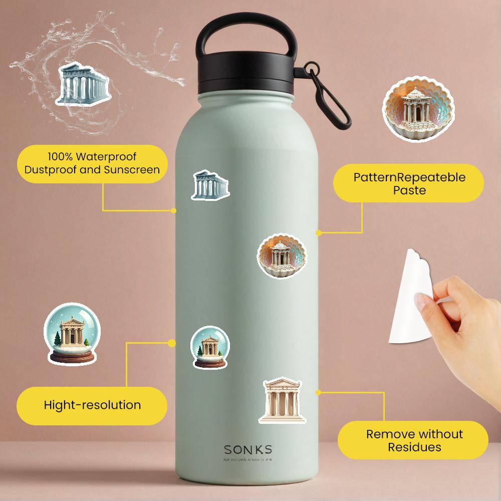 35-150pcs Ancient Greek Architecture Stickers Vintage Aesthetic Sticker Graffiti Diy Laptop Luggage Decals History Buffs Gift