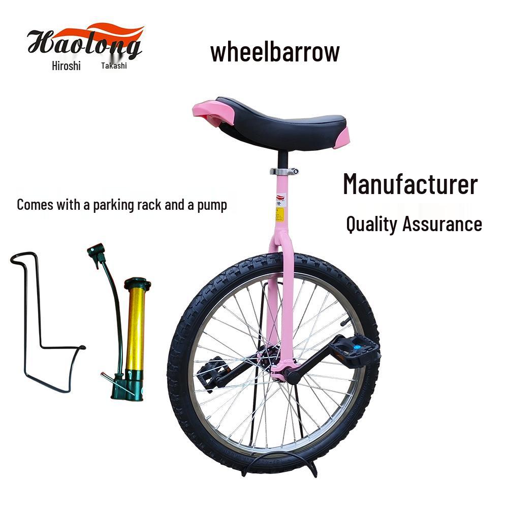 Height-Adjustable Single Wheel Unicycle with Steel Rim and Pedals