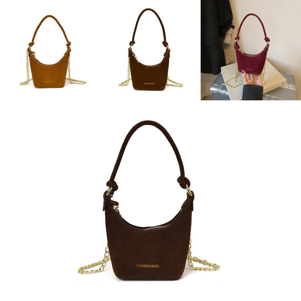 Children Retro Frosted Velvet Bucket Bag With Solid Color Design For Daily Style