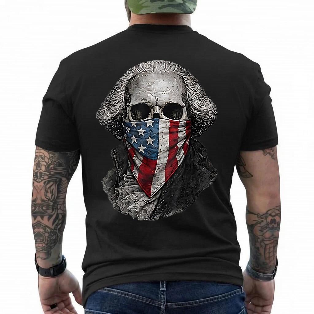 Washington skull USA Flag T-Shirt M