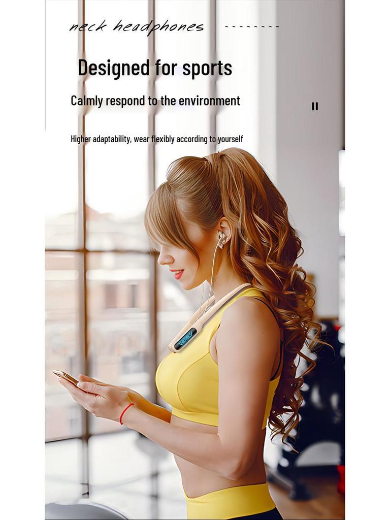 Cross-Border Sports Bluetooth Earphones: In-ear, Neck-Hanging, Heavy Bass, Long Battery Life