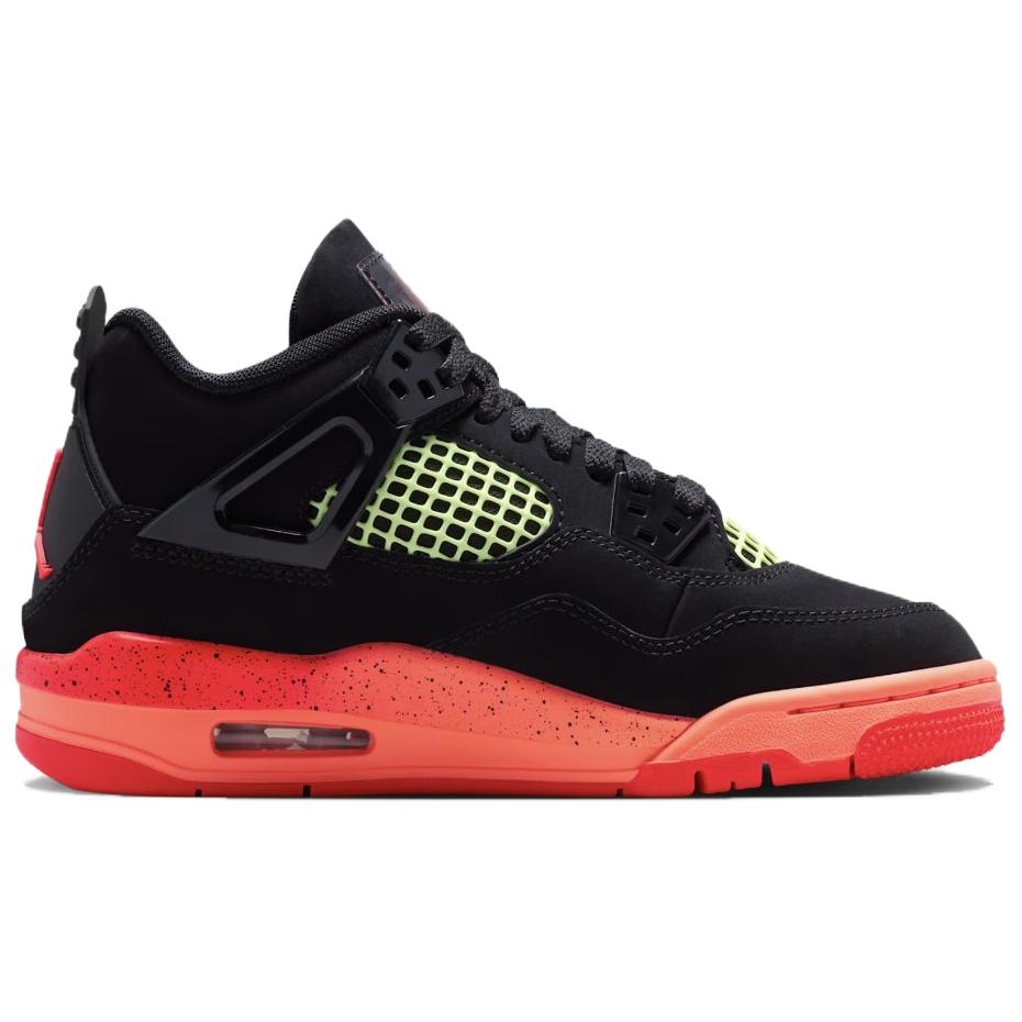 Air Jordan 4 Retro GS Black Infrared Kids Sneakers Infrared-23-Bright-Mango-Barely-Volt-White II1271-001