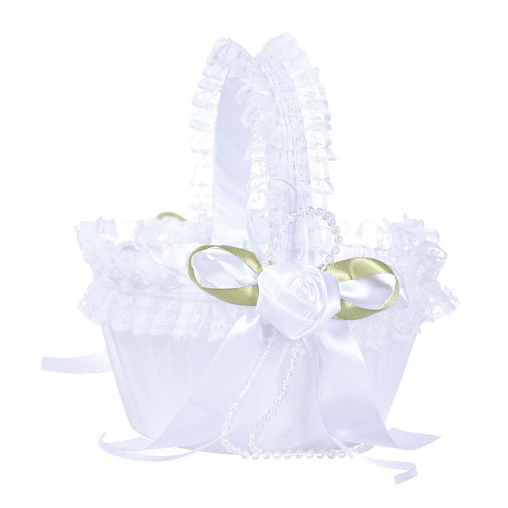 Elegant Stor Bröllopsblomsterflickakorg med Spetsdekoration