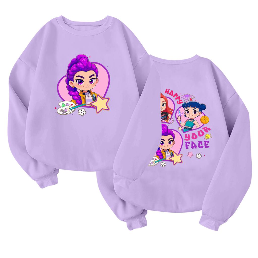 Παιδικό Μοντέρνο Ελαφρύ Μακρυμάνικο Πουλόβερ με Στρογγυλή Λαιμόκοψη και Τσέπες, Πουλόβερ με Εκτύπωση