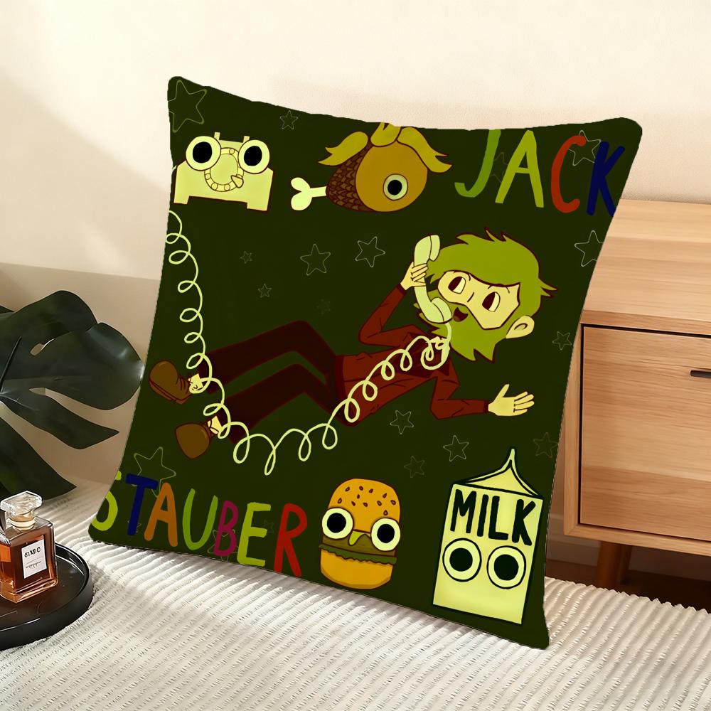 J-Jack Stauber Cushion Cover Soft Short Plush Pillow Cover Smooth Cozy Texture Aesthetic Cushion Case Home Decor