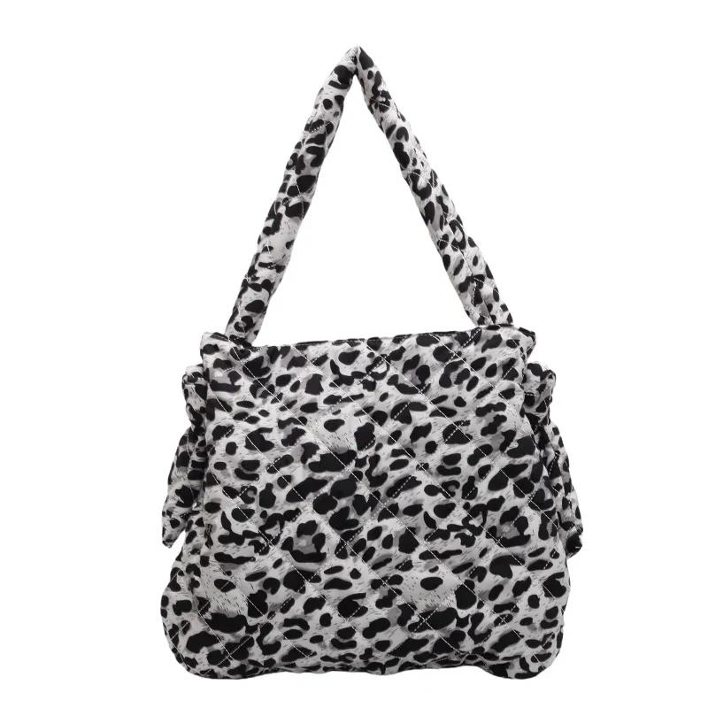Women's cotton shoulder bag with leopard print  high capacity  embroidery  leisure line  unique shoulder bag