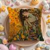 Gustav Klimt Oil Painting Cushion Cover Natural Linen Organic Fabric Double-Sided Printing Sofa Home Decor Gift Pillow Case