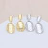 S925 Silver Needle Gold-Plated Geometric Hammered Oval Stud Earrings - European & American Style