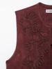 Spring 2025 Women's European & American Style Embroidered Suede Vest
