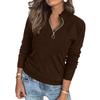 Women's Zip Front Knit Pullover Long Sleeve Casual Business Sweater