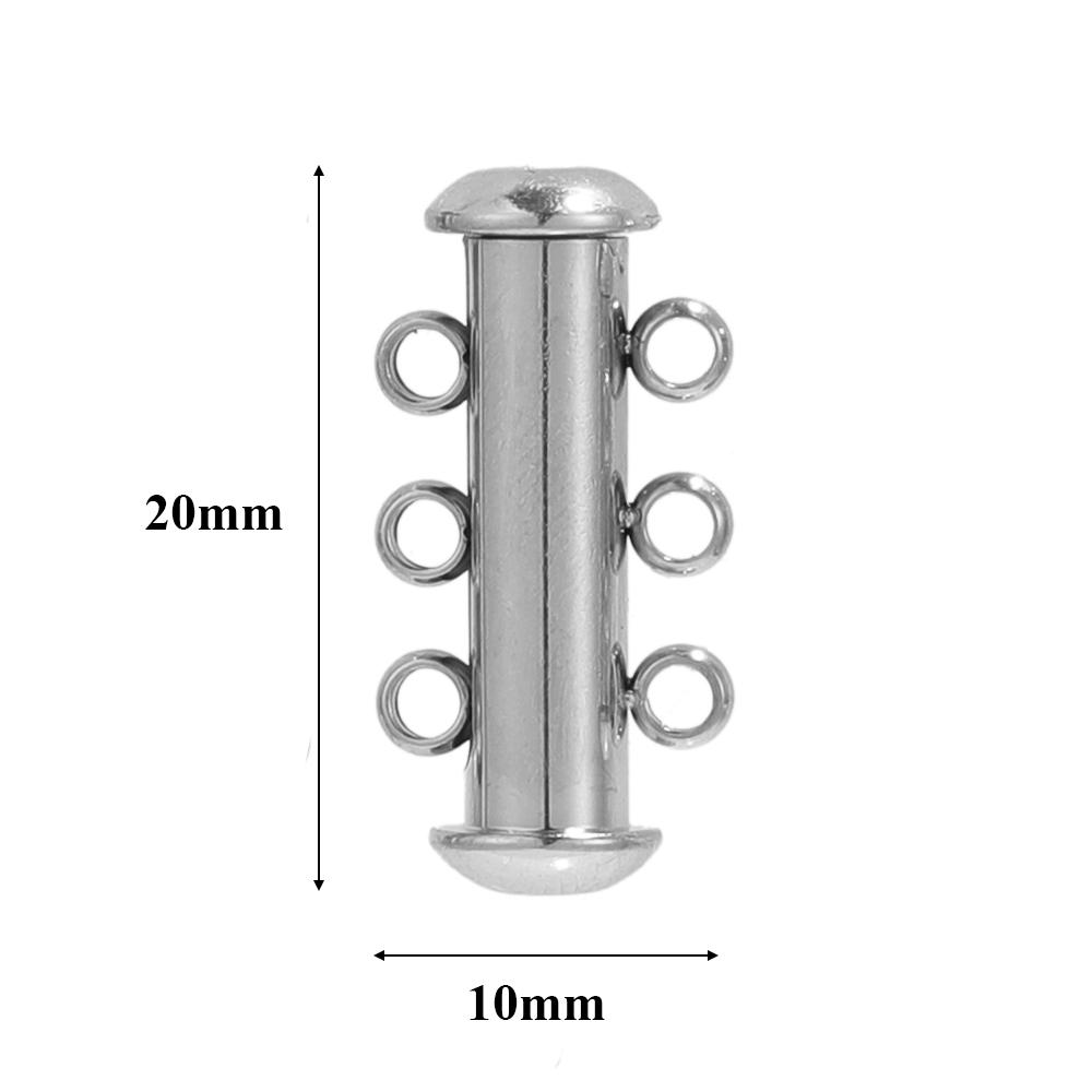 3 Stück Edelstahl 4 Schlaufen Magnetische Schieberöhre Verschlüsse Haken für DIY Lagenhalskette Schmuckherstellung Zubehör Armbandverbinder