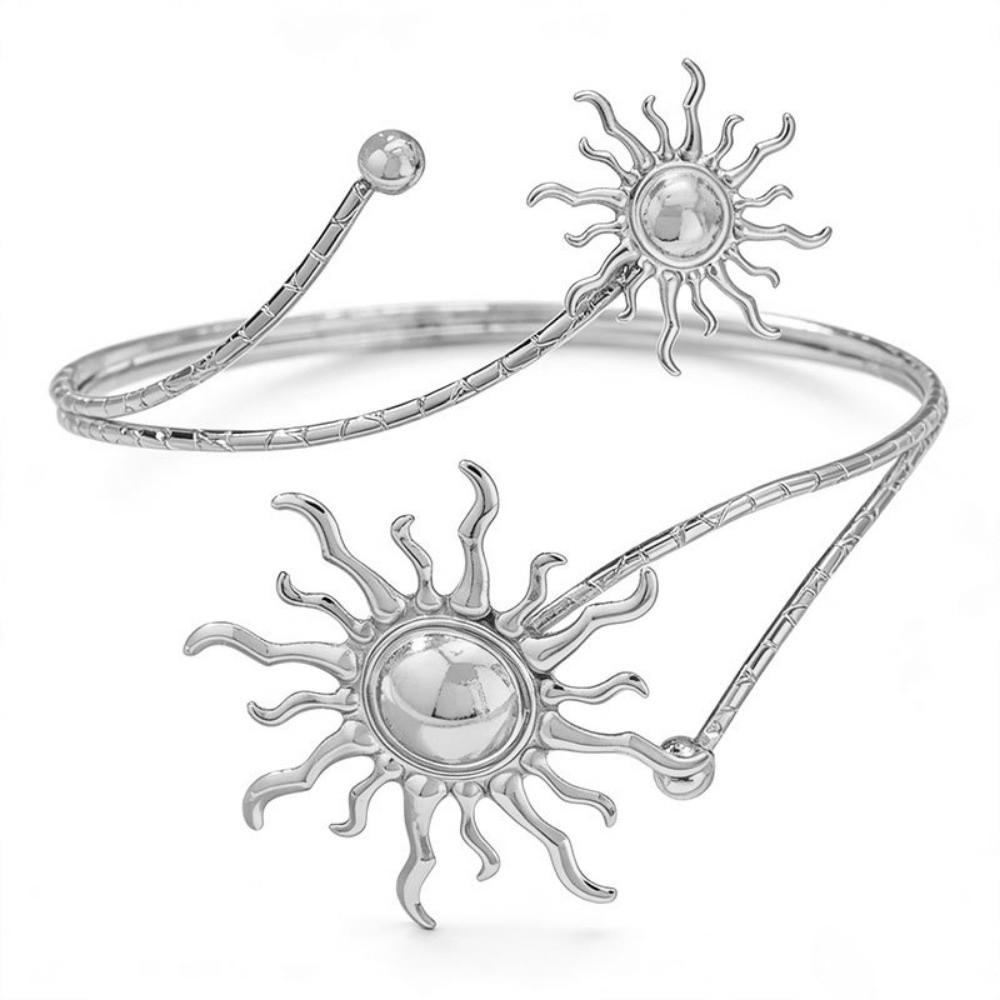 Gold Color Upper Arm Cuff Bracelet Sunflower Cuff Arm Ring Vintage Open Cuff Armlet Gifts