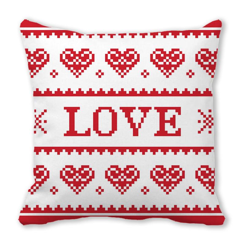 Home Decor Red Heart Patterns: Love themed Pillow Covers Pattern Cushion Cover Suitable for Sofa Bedroom Car Pillow Cover