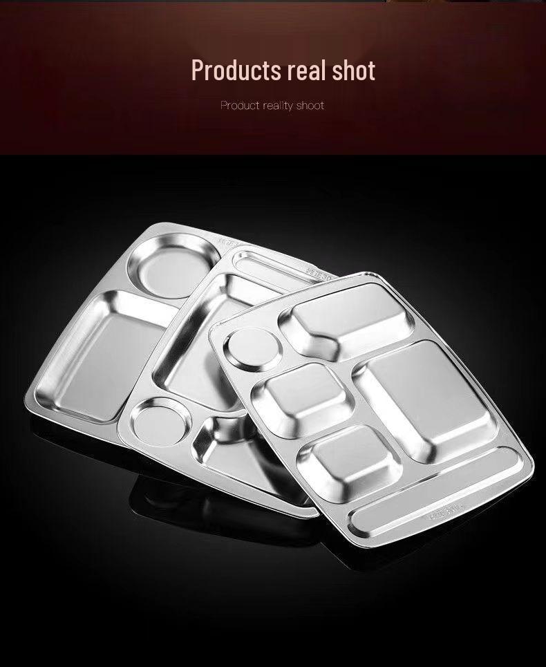 304 Stainless Steel Compartment Meal Tray for Kindergarten Students, Adults, and Canteens