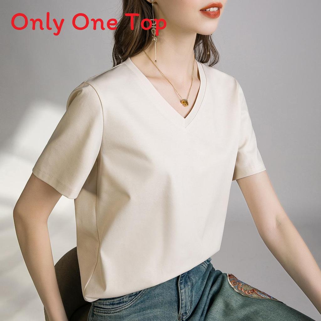 Silk Cotton T Shirt For Women With V Neck And Slim Fit For Casual Wear