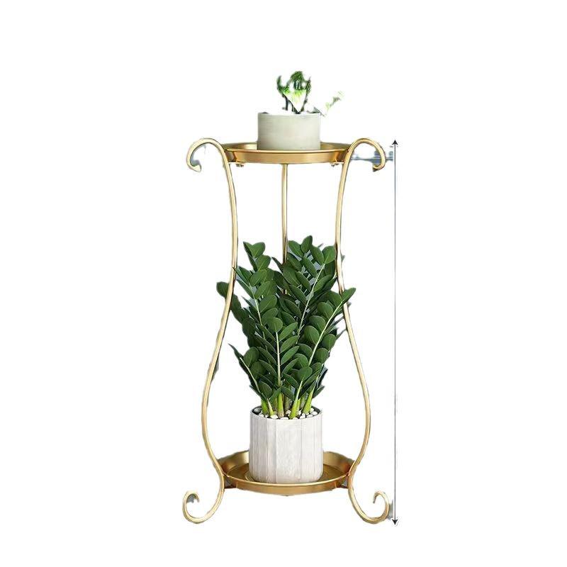 Nordic Gold Metal Floor Plant Stand for Flowers, Greenery, Succulents - Ideal for Living Room or Balcony.
