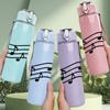 1PC Musical Notes Pattern 750ml Color Plastic Sports Water Bottle Leakproof Flip Straw Lid Suitable for Sports Office Home Use