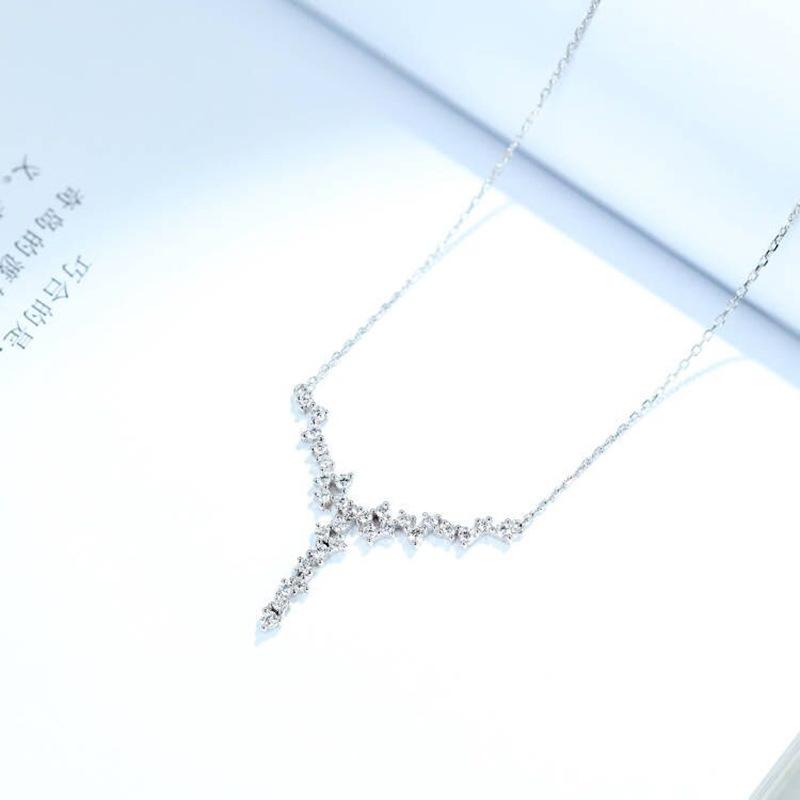 Kadın Kolye Platinyum Kolye Basit Zincir 18 Ayar Altın