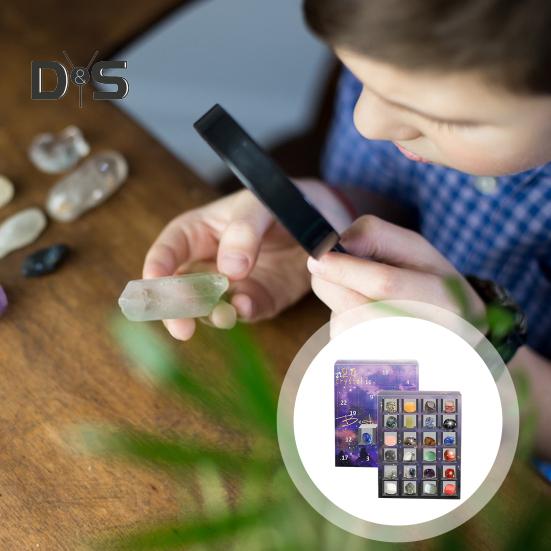 Edelstein-Weihnachts-Adventskalender, 24 Tage, Weihnachtsstein-Countdown-Kalender, Weihnachts-Countdown, Steinsammlung, Geschenk für Kinder, Teenager, Erwachsene